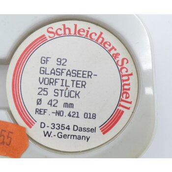 25x Glasfaser-Filter, rund 42 mm, Schleicher &amp; Sch&uuml;ll GF 92 421018