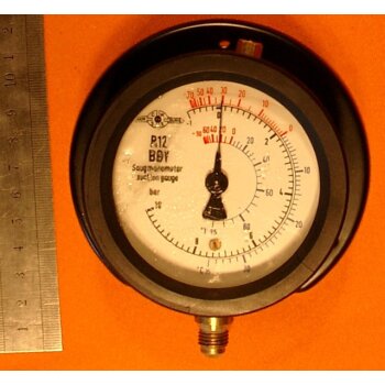 Manometer -1 -10 bar R12 &Uuml;berdruck Saugmanometer