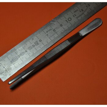 Pinzette, gerade, stumpf, 125 mm, neu, Edelstahl