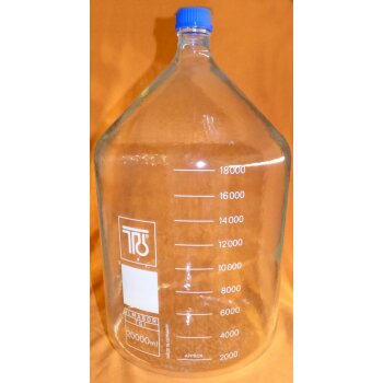 TGI Laborflasche 20 Liter Boro 3.3, GL45, Klarglas kunststoffbeschichtet, DIN, NEUWARE