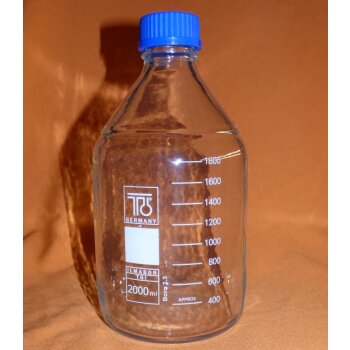 TGI Laborflasche 2 Liter Boro 3.3, GL45, Klarglas kunststoffbeschichtet, DIN, NEUWARE